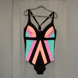 City Chic Swim | City Chic Color Block | One Piece Swimsuit | Size M/18
